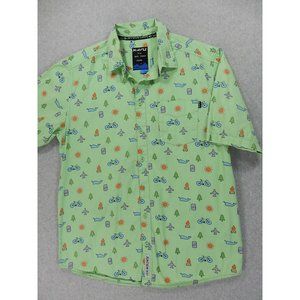 Kavu Logo Short Sleeve Button Down Shirt (Mens Large) Green